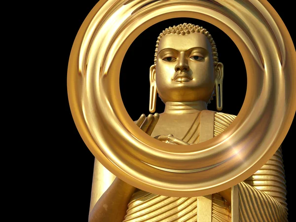 Een Grote Sculptuur Van Een Boeddha Helder Gele Kleur Van — Stockfoto