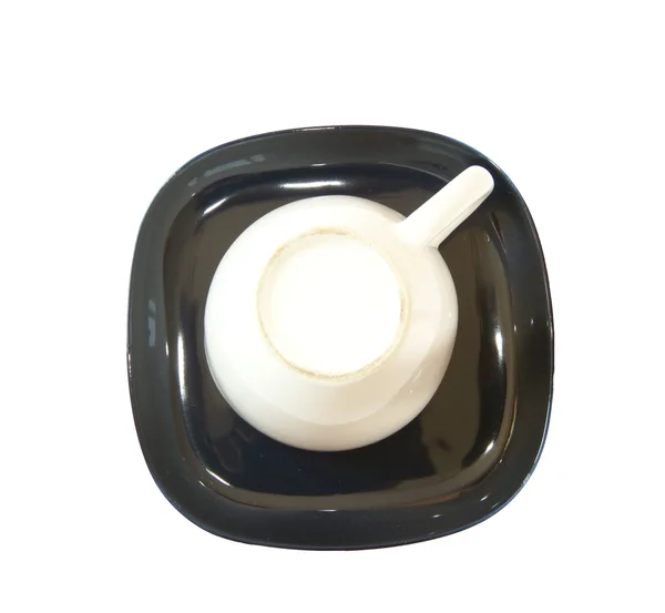 Λευκό τσάι Κύπελλο με ένα κουτάλι για το πιατάκι, σε λευκό φόντο — Φωτογραφία Αρχείου