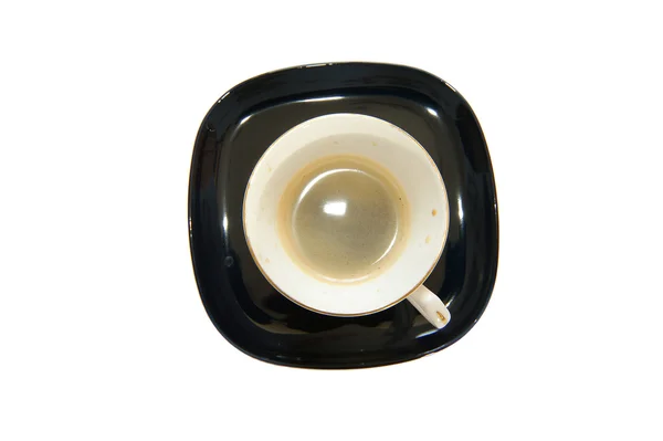 Kubek czarny, gorąca kawa makro na białym tle — Zdjęcie stockowe