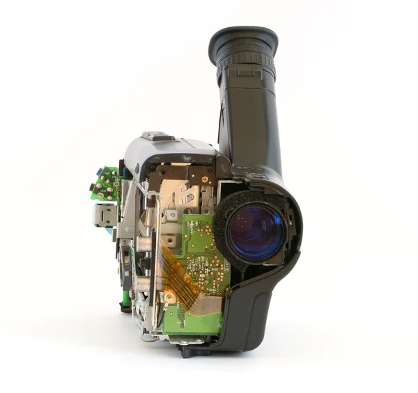 Videokamera s odstranit ochranný kryt a otevřete vnitřní mechanismus — Stock fotografie