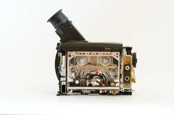 Videocamera Con Coperchio Protettivo Rimosso Aprire Meccanismo Interno — Foto Stock