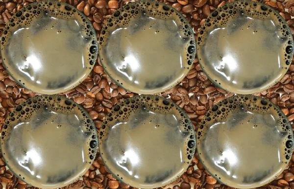 Six Cups Fresh Black Coffee Large Image Top View — Stock Photo, Image