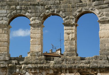 Roman Amphitheater, view of the Arena (colosseum) in Pula, Croatia clipart