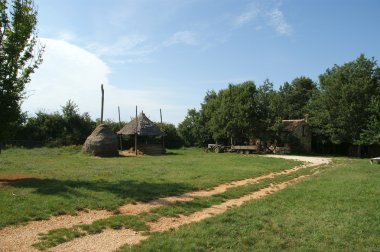 kırsal manzara, saman ile çiftlik avlu