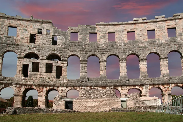 Rzymski Amfiteatr Widok Areny Koloseum Pula Chorwacja — Zdjęcie stockowe