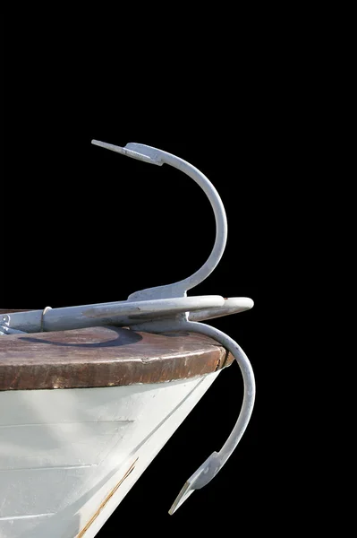 Якір Носі Білих Яхт Ізольований Чорному — стокове фото