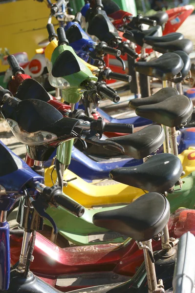 Several Multi Colored Scooters Closeup — Stock Photo, Image