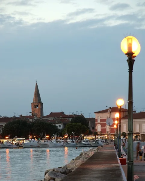 Deniz Manzaralı Günbatımı Zamanı Hırvatistan Porec Şehirde — Stok fotoğraf