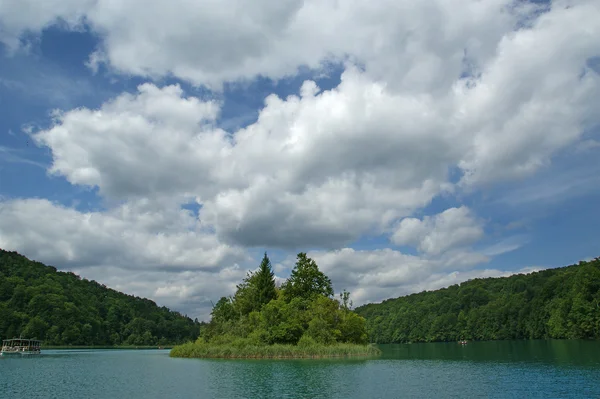 Šířku Sestávající Hory Jezero Plitvická Jezera Národní Park Chorvatsku — Stock fotografie