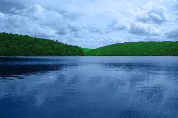 Krajobraz Składający Się Góry Jezioro Jeziora Plitwickie Park Narodowy Chorwacji — Zdjęcie stockowe