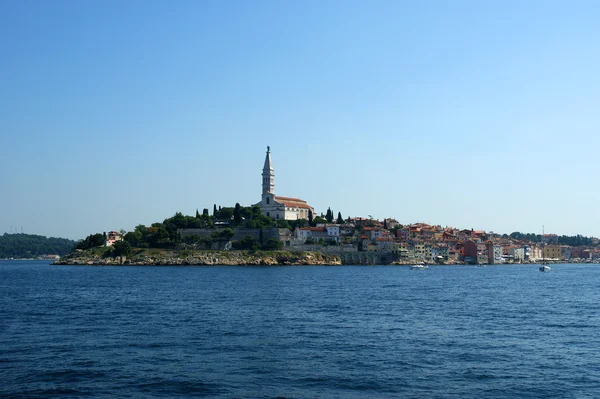 Veduta Della Città Vecchia Rovigno Dal Mare Città Croazia Situato — Foto Stock