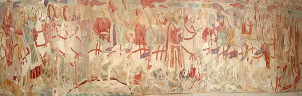 Panoramic Image Medieval Frescoes — Stock Photo, Image