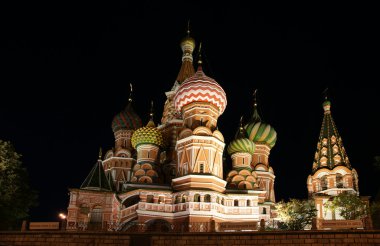 Moskova gece, Rusya, red Square, en kutsal theotokos (mübarek basil Tapınağı hendek Tarih şefaat Katedrali)