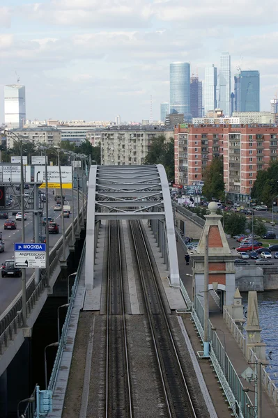 Staden Moskva Och Andrew Bridge Ryssland — Stockfoto