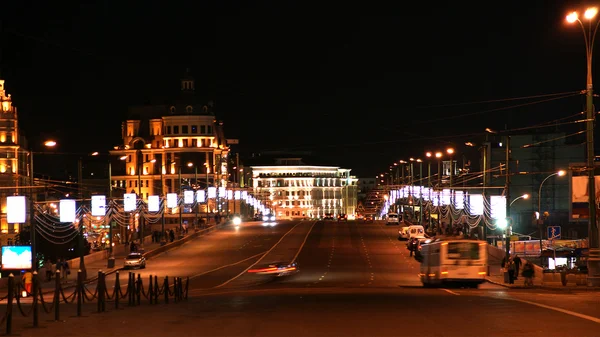 밤, 모스크바, 러시아에서 큰 돌 다리의 야경 — 스톡 사진