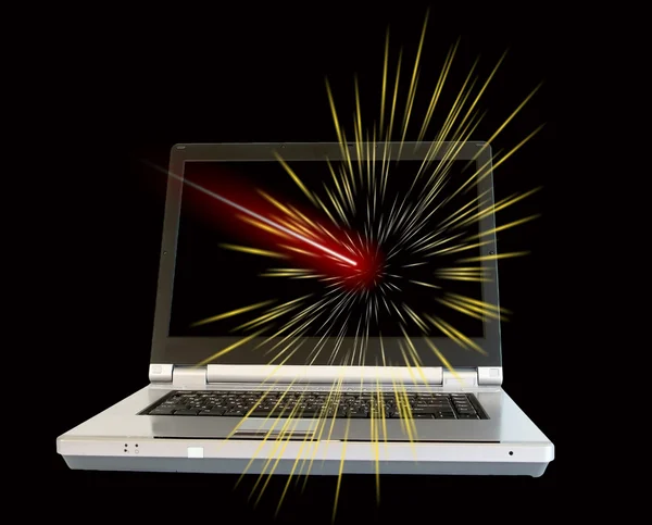 Laptop Com Monitor Tela Quebrada — Fotografia de Stock