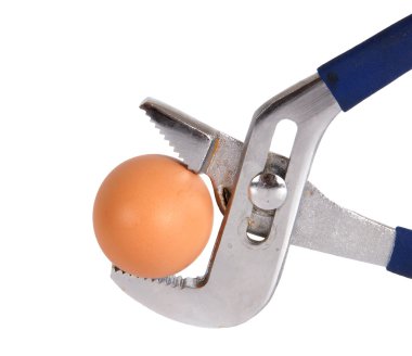 beyaz zemin üzerinde bir mengene boru bağlantı parçaları anahtardaki klempe yumurta