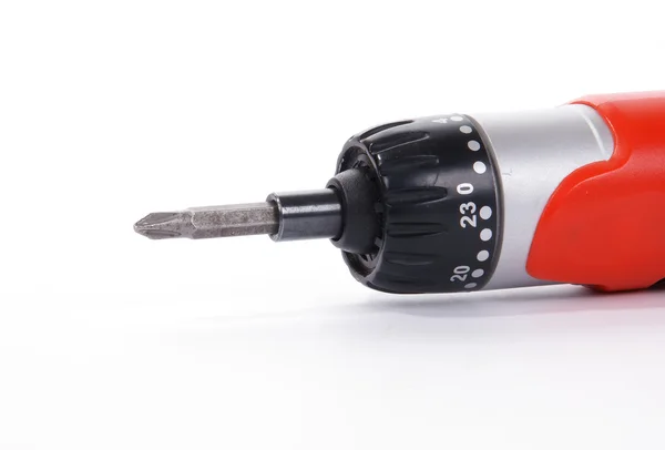 The head of an electric screwdriver with a nozzle on a white background — Stock Photo, Image