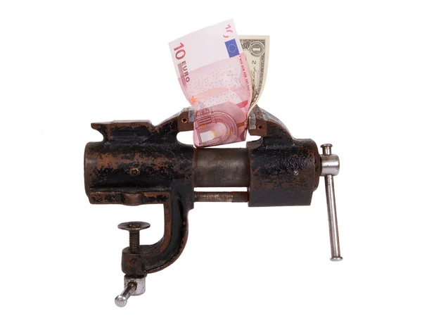 stock image Allegory of the global financial crisis - EURO and dollars