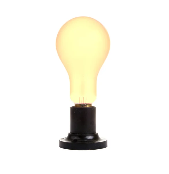 Lámpara incandescente eléctrica cepillada grande con fondo blanco — Foto de Stock
