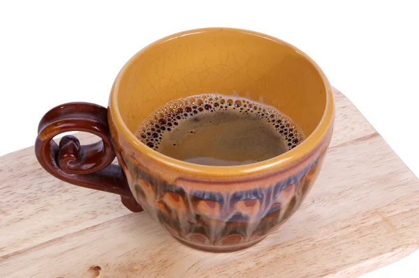 Espresso cup closeup on a white background. Sharpen foam coffee — Stock Photo, Image