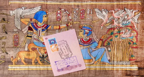 stock image Page of the passport with the visa Egypt Hurghada International Airport on
