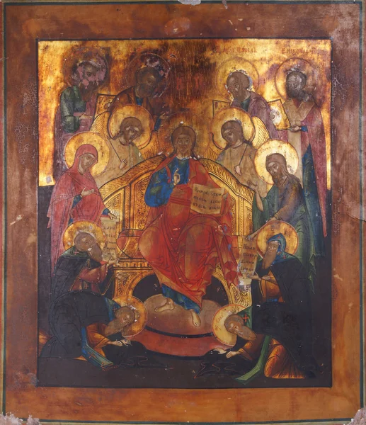 A fragment of ancient icon with the Orthodox motives — Stock Photo, Image
