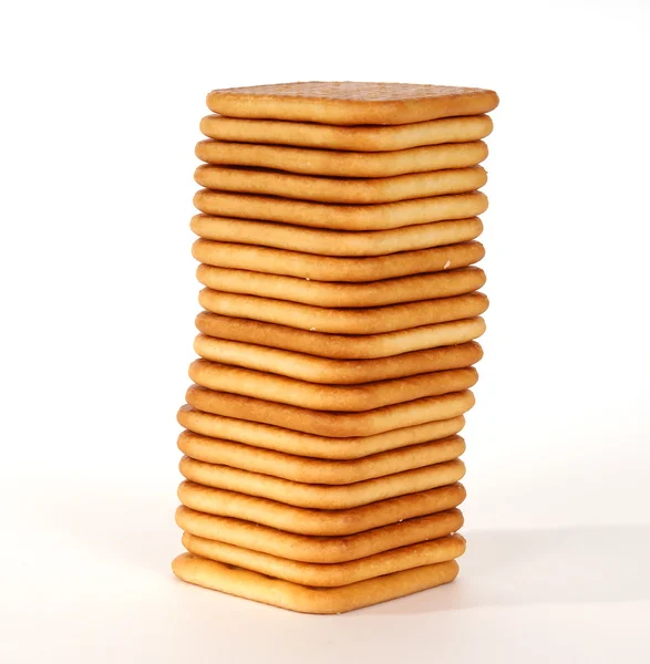 Montón de galletas primer plano, aislado en un blanco — Foto de Stock