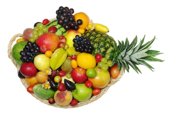 Exotische vruchten in een mand van boven — Stockfoto