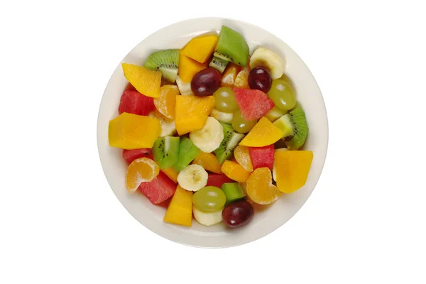 Ensalada de frutas en la placa (aislado ) — Foto de Stock
