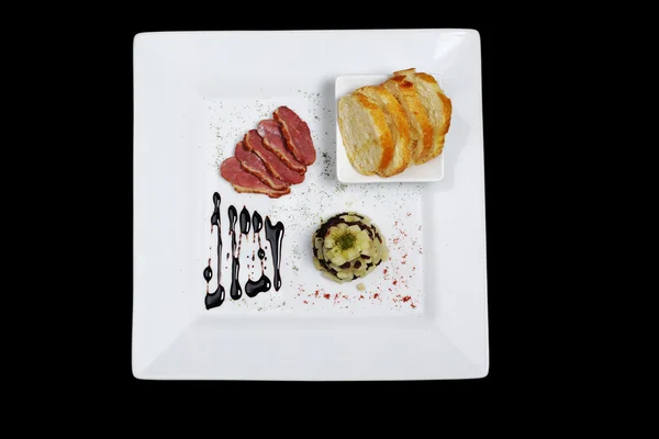 开胃菜: 鸭肉的法棍面包 — 图库照片