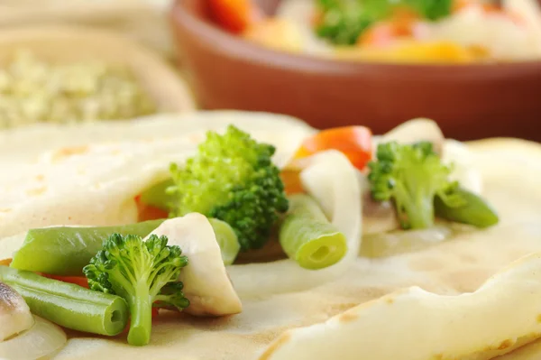 Vegetables on Pancake — Stock Photo, Image