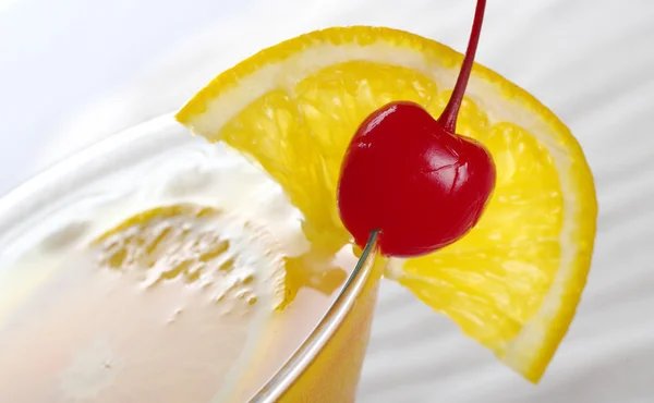 Maraschino Cherry with Orange Slice — Stock Photo, Image