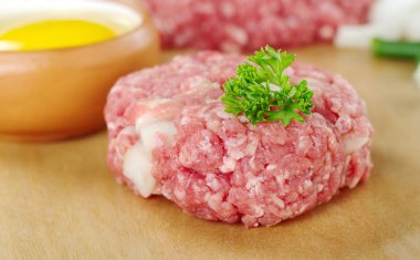 Raw Meatball Garnished with Parsley clipart