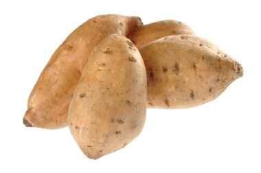 tatlı patates (lat. Ipomoea batatas) izole üzerinde beyaz (seçici odak, odak açık tatlı patates)