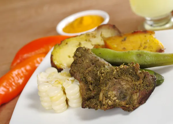 Pachamanca Which Traditional Meal Peruvian Highlands Made Different Kinds Meat — Stock Photo, Image