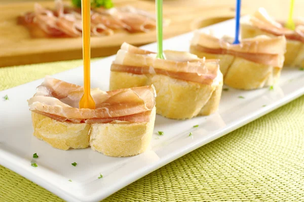 Baguette con jamón — Foto de Stock