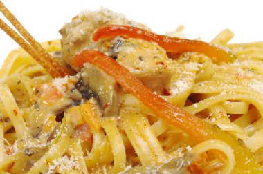 Fettuccine with Chicken, Mushrooms, Pepper clipart