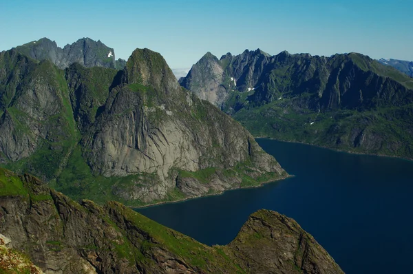 Moskenesoya、ロフォーテン諸島の fjordlandscape — ストック写真