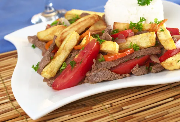 Peruvian Dish Called Lomo Saltado — Stock Photo, Image