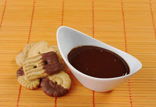 Butter Cookies with Chocolate Dip — Stock Photo, Image