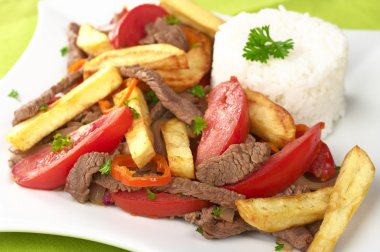 Peruvian Dish Called Lomo Saltado clipart