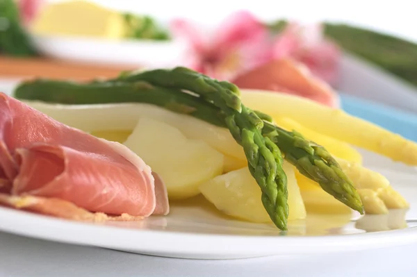 Asparagus, Potato, Ham — Stock Photo, Image