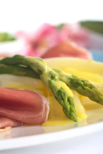 Asparagus, Potato, Ham — Stock Photo, Image