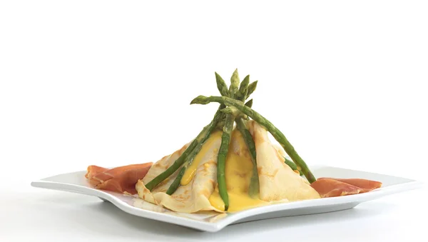 Green Asparagus Pancake Tipi — Stock Photo, Image