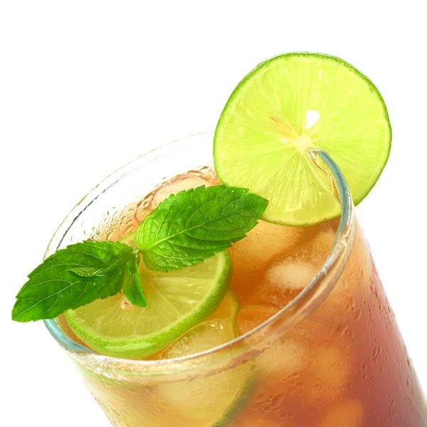 Mint Leaf and Lime on Iced Tea — Stock Photo, Image