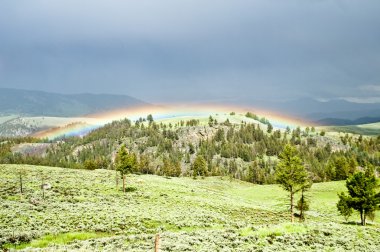 Yaz fırtınası'ndan sonra Yellowstone Parkı ABD ile gökkuşağı gökyüzü yanar