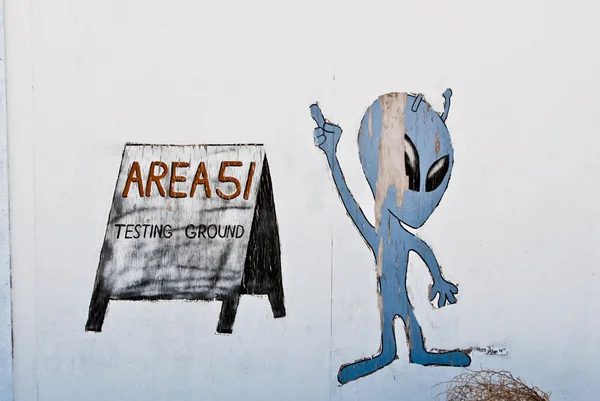 Area Wandbild Mit Cartoon Alien — Stockfoto