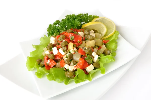 Und Salat mit Paprika Kapern — Stockfoto