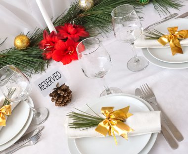 Serving New Year or Christmas table clipart